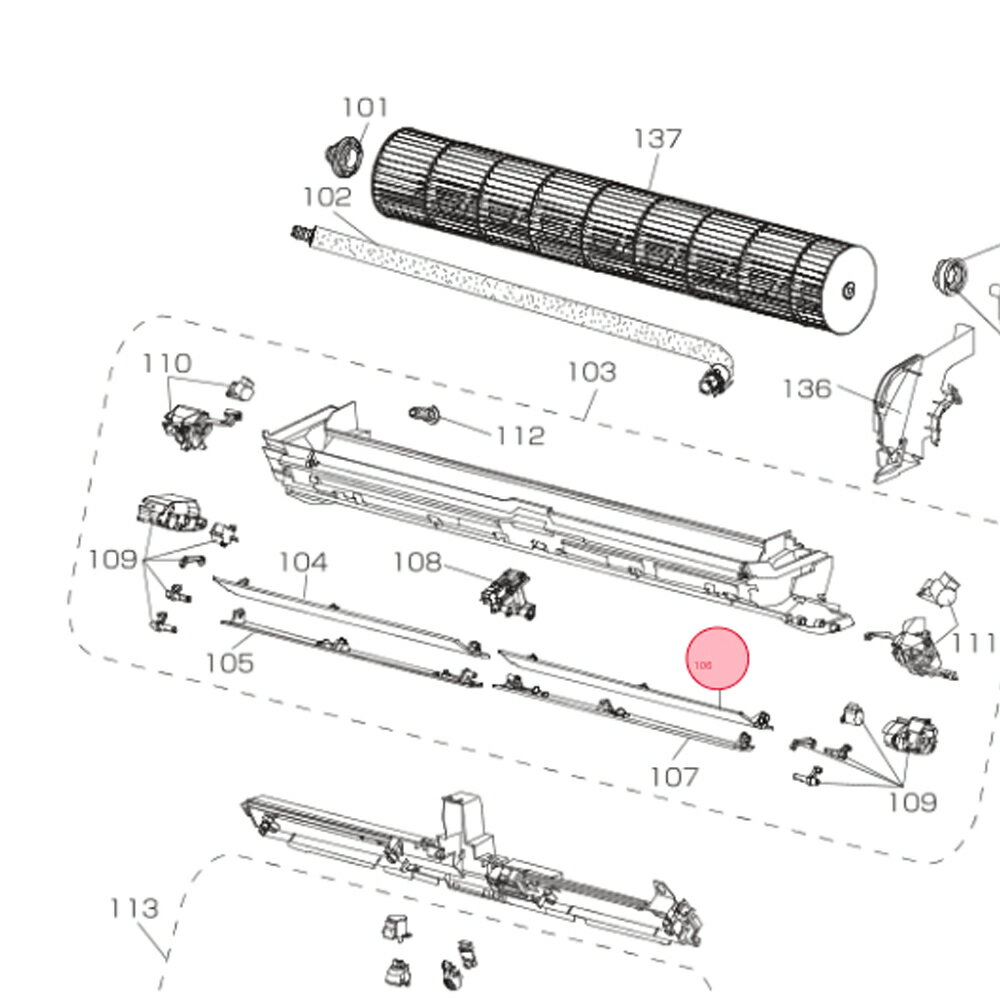 三菱 MITSUBISHI エアコン 上下風向フラップ（右上） ブラウン系 M216K1041
