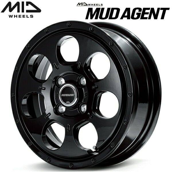 MID WHEELS MUD AGENT ۥ1ܲ ߥ֥å4.0J-12 4/PCD100 󥻥å+40Բġ