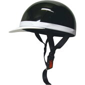 モトボワットBBバイクヘルメットハーフ白ツバ付ブラック半キャップフリーサイズ(58〜60cm未満)