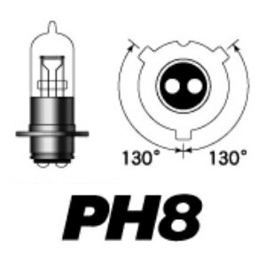 M＆H バイク 電球 ヘッドライト球 PH8 12V35/36.5W P15D25-3 (クリア) 9A C