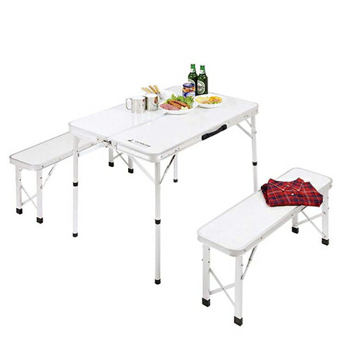 ※商品の参考画像です。実物とは異なる場合があります。 カラー、サイズ等は商品説明欄をご確認ください。 商品名：ラフォーレ ベンチインテーブルセット メーカー品番：UC-5 ブランド：CAPTAIN STAG(キャプテンスタッグ) CAPTAIN STAG(キャプテンスタッグ)はアウトドア・レジャー関連用品のブランド。バーベキューコンロやアウトドア用の食器にはじまり、テント、シュラフ、クッキングテーブルなどへ展開し、アイテムを広げていきました。 現在は、サイクリング用品やカヌー用品・ガーデニング用品にまで分野を拡大し、オールラウンドなアウトドアブランドとなっています。 『頂点を目指そうとするあまり、保守的な発想へ傾きかけたり、造作にこだわりすぎて価格的に手が届かなくなってしまっては、存在する意味がない』という考えのもと、使いやすさ、購入しやすさを第一に考え、より快適で、より楽しいアウトドアライフをサポートすべく、総合的な商品展開を目指しています。 弊社品番：26369686 JANコード：4560464238594 特長：一台で家族4人分。ベンチとテーブルがオールインワン収納。 材質：テーブル：甲板、ベンチ張り材：合成樹脂、化粧箱合板、構造部材=アルミニウム(表面加工アルマイト) 仕様：耐荷重：(約)テーブル/30kg(均等)、ベンチ/140kg(片側70kg) 商品サイズ：(約)テーブル：幅900×奥行620×高さ700・380mm、ベンチ：幅860×奥行240×高さ380mm、座面の高さ/380mm 収納サイズ(約)：幅900×奥行100×高さ320mm 単位：1セット ※注意：※レンタル等による貸し出し、オークション等による転売や中古販売、及び譲渡によって発生した故障・損傷・劣化・損害・事故などにつきましては、一切責任を負いかねますので予めご了承ください 備考：原産国：中国 お取寄せ商品とは？ 1．ご注文を頂いてからメーカー様へ商品を取寄せ致しますので、発送までお時間がかかります。また、ご注文時の配送日時指定ができません。 2．受注後発注につき、ご注文後のキャンセルは承っておりません。 3．メーカー様の在庫の状況により取寄せができない場合がございます。 発注後メーカー欠品にて納期未定/廃番の場合はキャンセルとさせていただきます。