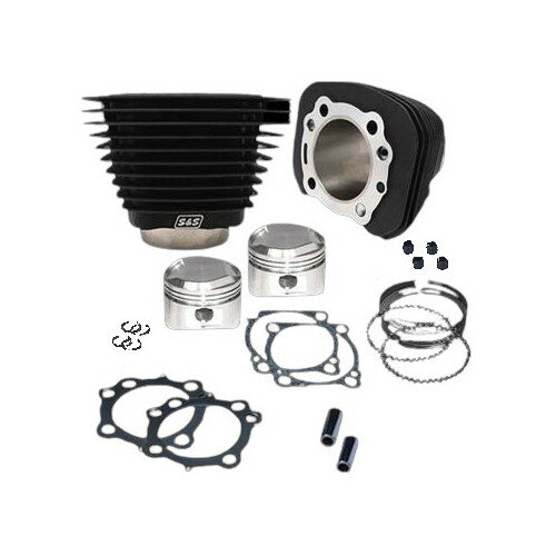 S&S CYCLE 023148 3-1/2ボア シリンダー&ピストンキット Wブラック forXL 910-0696 バイク
