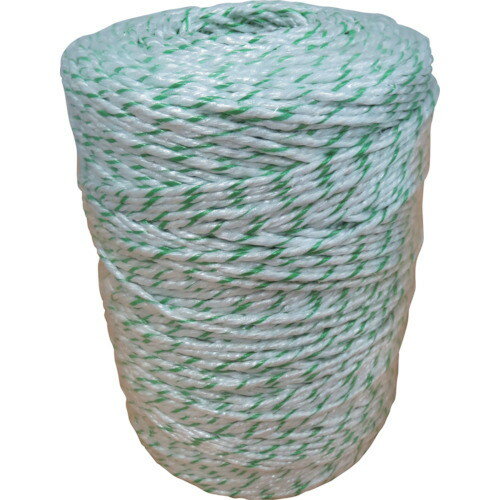 司化成工業 物流用品 ロープ・ひも ペッピーロープ 色ホワイト/グリーン 線径5mm 長さ500m PY15500