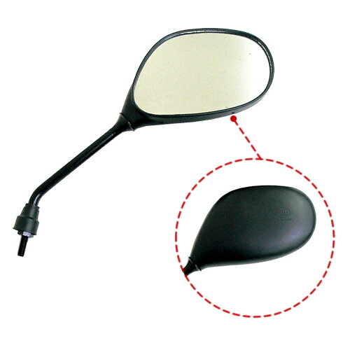 MIRAX バイク ミラー 楕円ミラー 右側 8mm 逆ネジ ヤマハ用 ブラック 1本入り 原付 スクーター MIRAX04