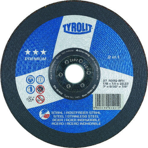 TYROLIT オフセット砥石 プレミアムタイプ 125mm #30 836-7721 グラインダー用