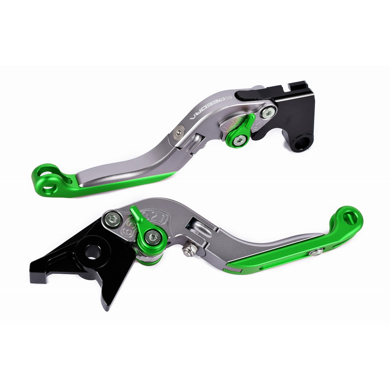 SPEEDRA アジャストレバー 可倒延長式(レバー/マットチタン アジャスター/マットグリーン エクステンション/マットシルバー) LVGM089TM-GNSR バイク