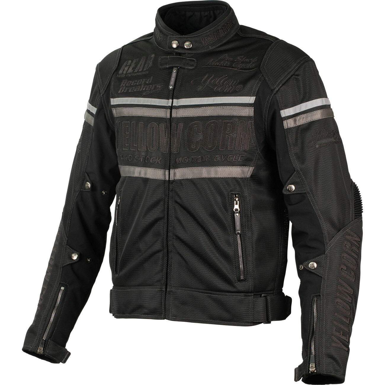 YeLLOWCORN BB-5104 メッシュジャケット ブラック/ガンメタル 3LW バイク(2)