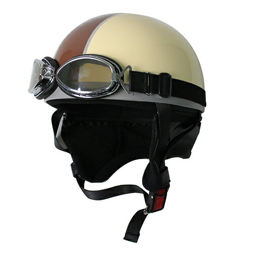 モトボワットBB ハーフ ヘルメット ビンテージ アイボリーブラウン フリーサイズ 58-60cm未満 バイク...