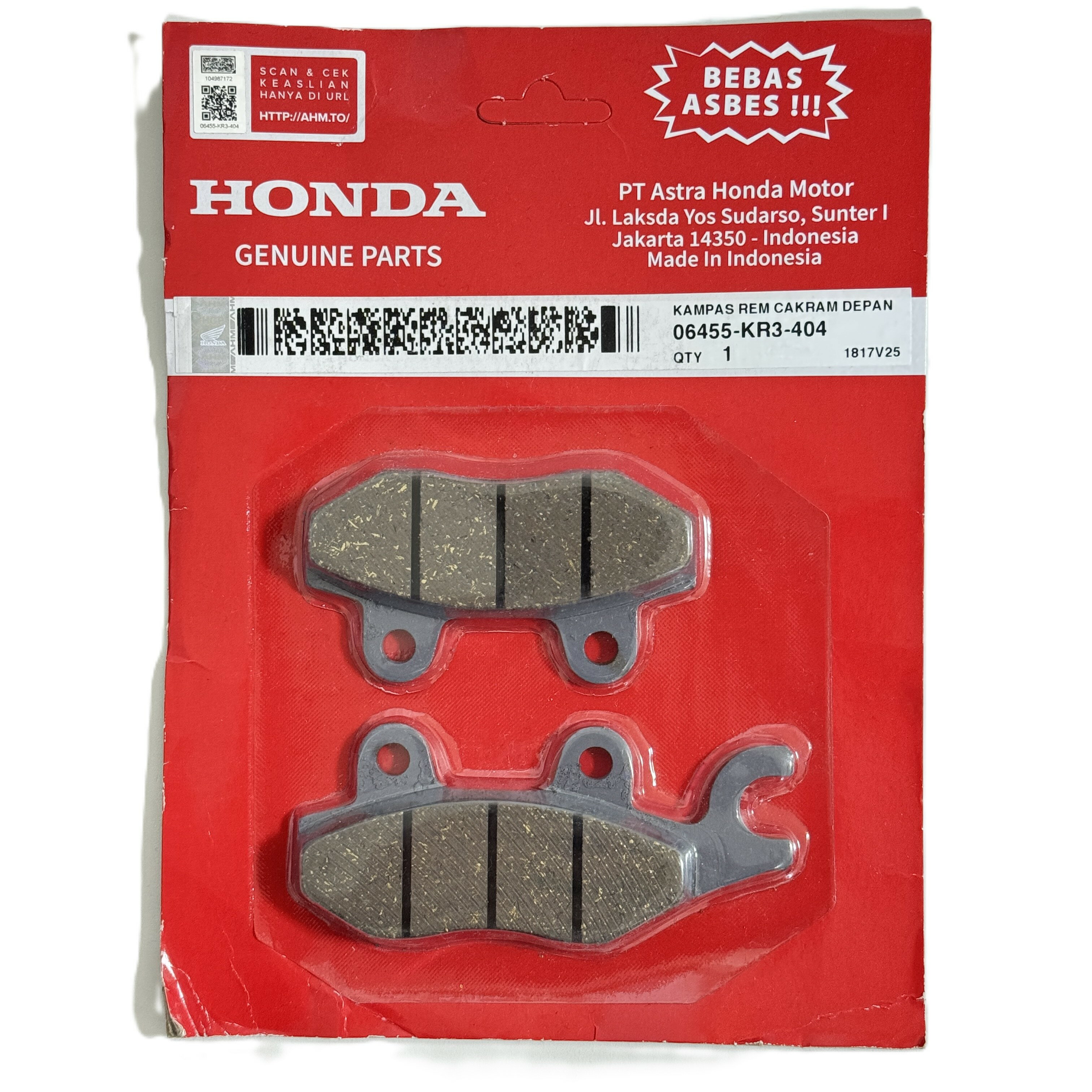Rakuten - ホンダ純正 ブレーキパッド 06455-KR3-404 06455-KR3-405 HONDA GENUINE PARTS