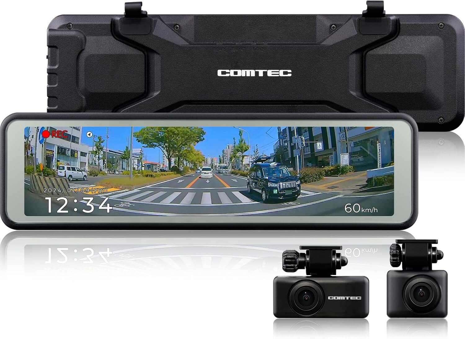 送料無料★新品★コムテック ミラー型ドライブレコーダー ZDR048 デジタルインナーミラー機能 前後2カメラ 前後200万画素
