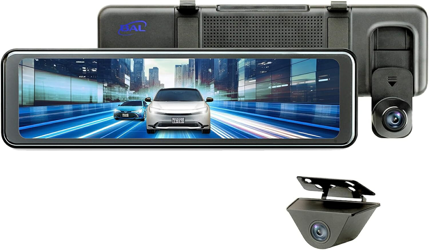 BAL (大橋産業) 前後2カメラミラー型ドライブレコーダー バルーチェIV STARVIS2（スタービスツー）採用 200万★送料込★画素 防水防塵設計 IEC規格IP67適合 FULLHD1080 全面タッチパネル かんたん調整 VCCIクラスB適合 HDR搭載 No.5720