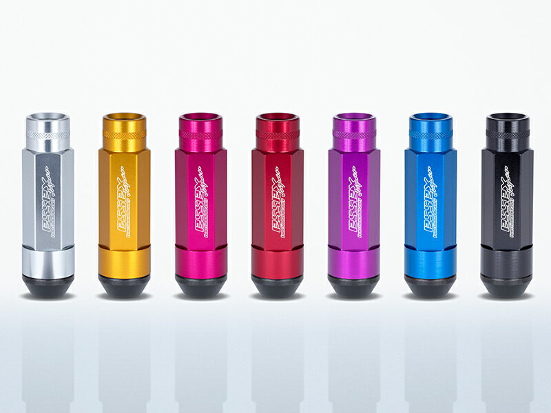 M12×1.5　5穴　2PCシェルナット　ロング　ローレット/RED　ポーチ付