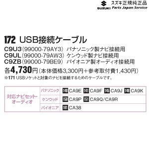JB74W系ジムニーシエラ 172 USB接続ケーブル JIMNYSIERRA SUZUKI