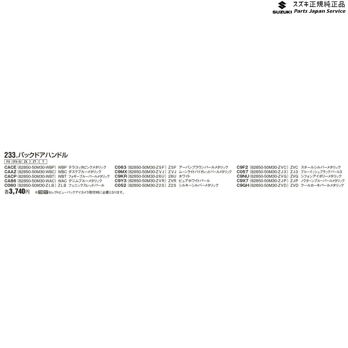 純正 スズキ SUZUKI MH55S系ワゴンR 233.バックドアハンドル WAGONR