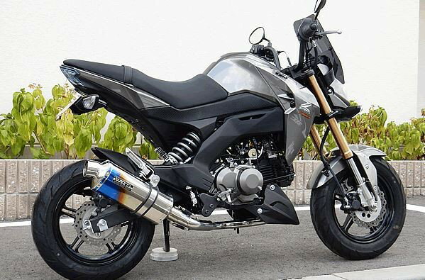 51 cc 〜125 cc  - WR'S Kawasaki Z125PRO用 焼き色チタンオーバル/フルエキゾースト（LM4110JM）