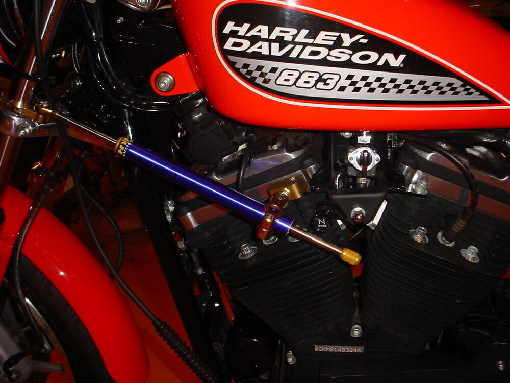 HYPERPRO HARLEY DAVIDSON SPORTSTER XL1200S SPORT CNCステアリングダンパーステー 160mm/TYPE-2 ゴールド 22119013
