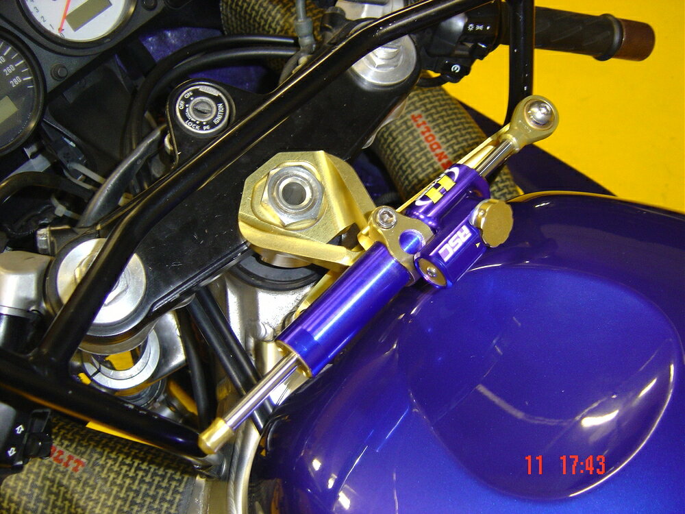 HYPERPRO GSX-R750 CNCステアリングダンパーステー 75mm/TYPE-1 ゴールド 22115002