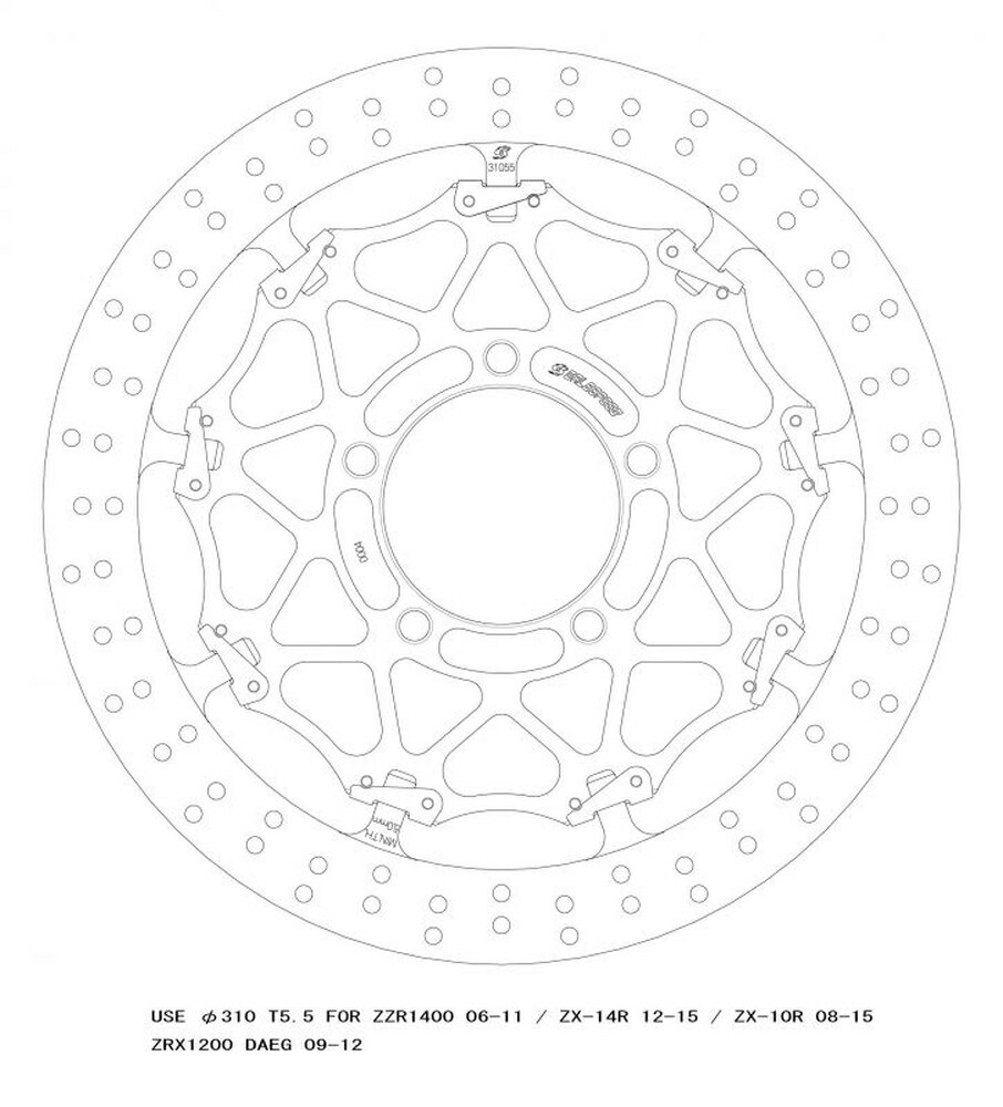 GALE SPEED ZX-14R/ABS/HIGH GRADE ZX-10R/ABS ZX-6R クロスロックディスクローター フロント 右 GSBDF0004R