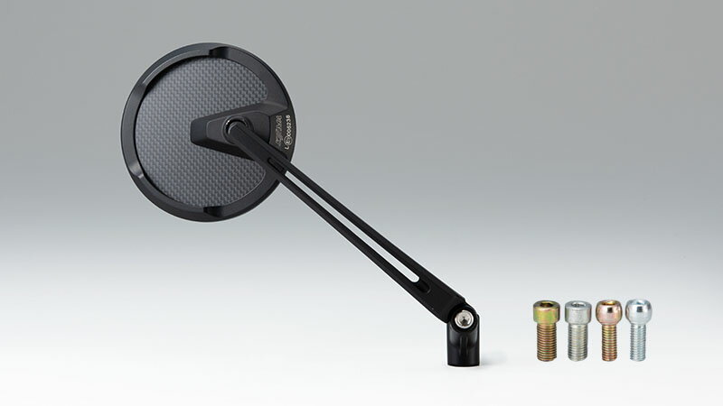 KIJIMA（キジマ） ミラー TECH12 ラウンド ロングアーム ブラック/カーボン 片側1個（左右兼用） 203-8093