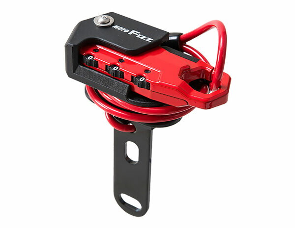 TANAX MOTO FIZZ ヘルメット用ワイヤーロック ストレート レッド MF-4755