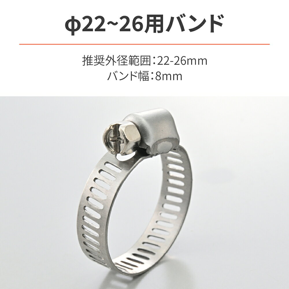 PartsOnline 楽天市場店のDAYTONA ステンレスバンド Φ22〜Φ26 65074｜アングル3