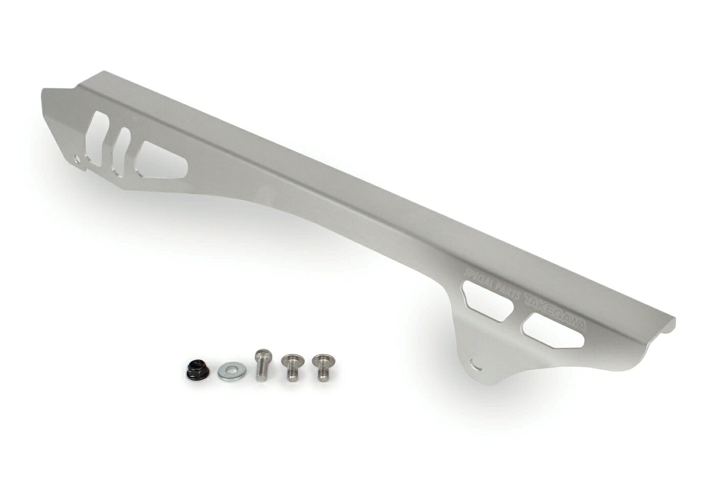 ◆適合車種 レブル250(MC49)・レブル500(PC60)・CL250(MC57)・CL500(PC68) レブル250(MC49-1000001〜) レブル500(PC60-1000001〜) CL250(MC57-1000001〜) CL500(PC68-1000001〜) ノーマルの樹脂製チェーンガードからシャープなデザイン形状のアルミチェーンガードに変更することで、リア周りをスタイリッシュにまとめます。 又、アルミ製チェーンガードの表面にアルマイトを施しており、装着する事でインパクトを与え、ドレスアップ効果を高めます。 取付けボルトには耐腐食性に優れたステンレス製を採用。SP武川ロゴのレーザーマーキング入り。
