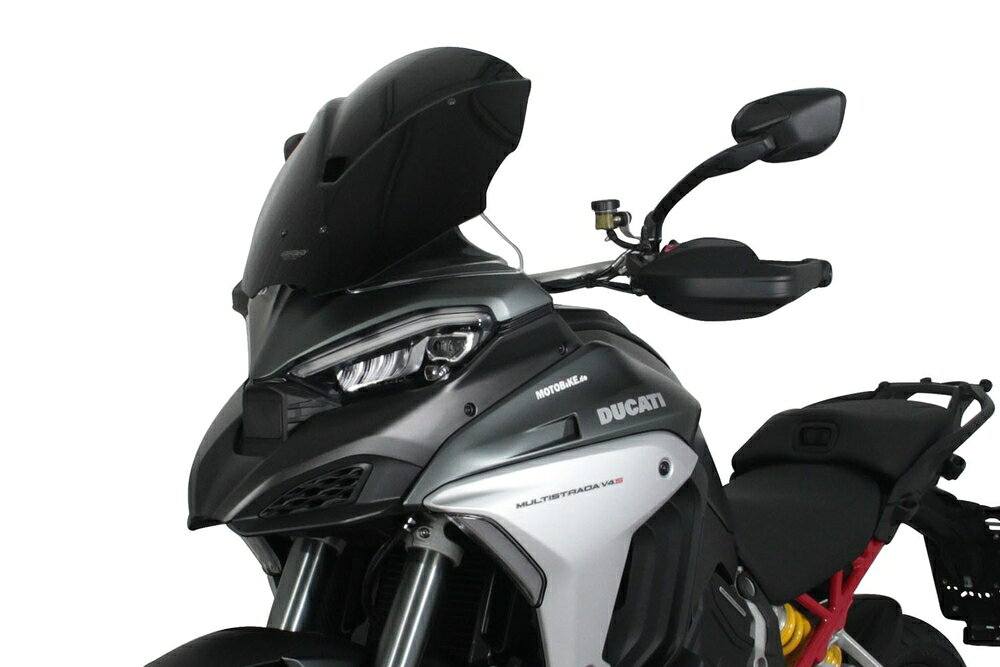 カタログ品番: MT829K メーカー品番: 4025066171125 JANコード: 4550255805456 「スクリーン ツーリング」は、全長を長めに成型したスクリーンです。走行風をとにかく低減させたい方や、ロングツーリング派の方におすすめです。 詳細情報/補足情報 適合情報 厚み:3mm タイプ:スクリーン ツーリング 色[カラー]:ブラック サイズ:幅405mmx長さ450mm 材質[素材]:アクリル 仕様:グラデーション無し 付属品:取付ボルト ドゥカティ[DUCATI]:排気量751cc〜:Multistrada V4S(21-24) ドゥカティ[DUCATI]:排気量751cc〜:Multistrada V4 Pikes Peak(21-24)厚み:3mm タイプ:スクリーン ツーリング 色[カラー]:ブラック サイズ:幅405mmx長さ450mm 材質[素材]:アクリル 仕様:グラデーション無し 付属品:取付ボルト