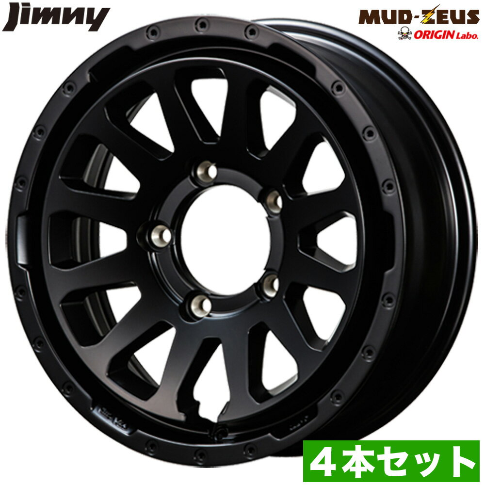 ジムニー ホイール 4本セット MUD-ZEUS 16インチ 5.5J +20 マットブラック JA ...