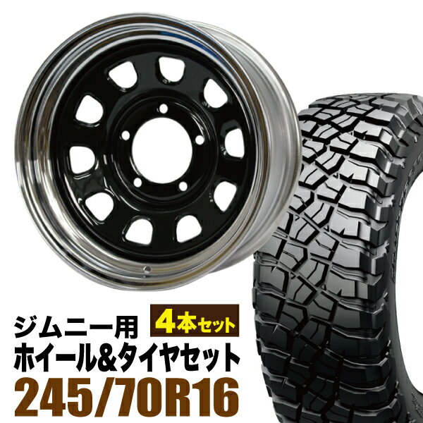 【4本セット】鉄心 16インチ 6.0J -20 ブラック＆クローム + BFGOODRICH MUD-TERRAIN T/A KM3 LT245/70R16 113/110Q