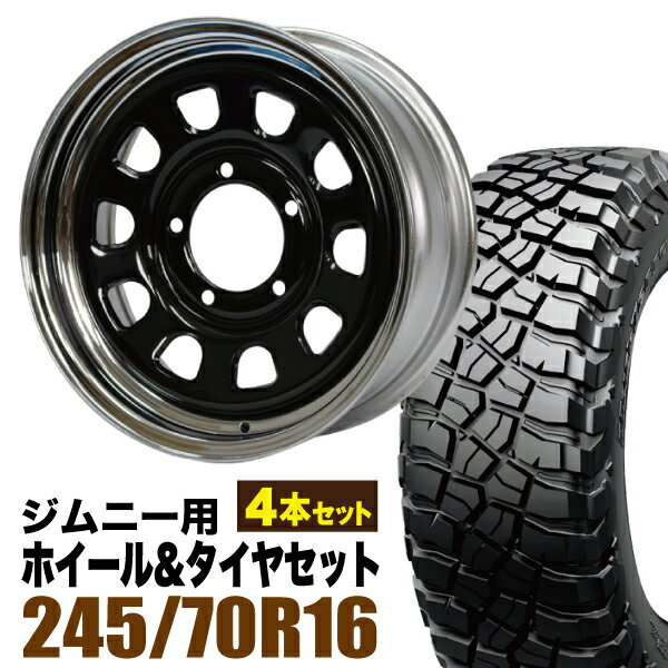 Rakuten - 【4本セット】鉄心 16インチ 6.0J +20 ブラック＆クローム + BFGOODRICH MUD-TERRAIN T/A KM3 LT245/70R16 113/110Q