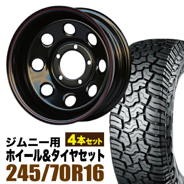 Rakuten - 【4本セット】鉄八 16インチ 6.0J -40 ブラック + YOKOHAMA GEOLANDAR X-AT (G016) LT245/70R16 106/103Q アウトラインホワイトレター