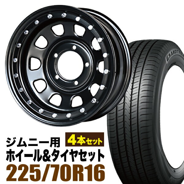 乐天商城 - 【4本セット】鉄漢 16インチ 6.0J -20 ブラック ビードロック風 + DUNLOP GRANDTREK PT5 225/70R16 103H