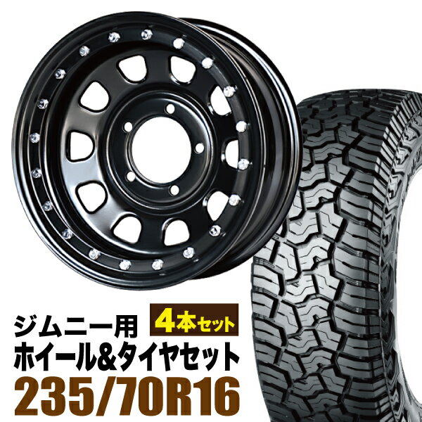 Rakuten - 【4本セット】鉄漢 16インチ 6.0J -20 ブラック ビードロック風 + YOKOHAMA GEOLANDAR X-AT (G016) LT235/70R16 104/101Q