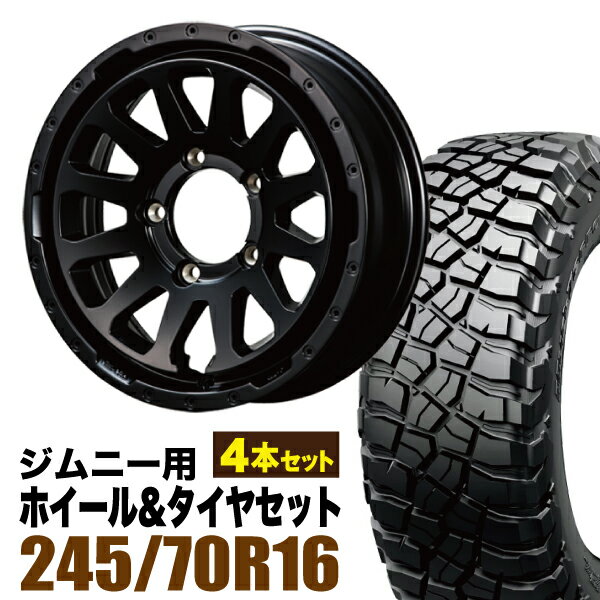 樂天商城 - 【4本セット】MUD-ZEUS 16インチ 5.5J +20 マットブラック + BFGOODRICH MUD-TERRAIN T/A KM3 LT245/70R16 113/110Q