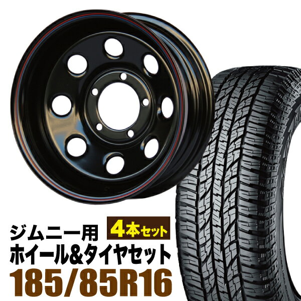 【4本組】まつど家 三男 鉄八 6.0J -40 ブラック ＋ YOKOHAMA ジオランダー A/T G015 185/85R16 105/103N LT ホワイトレター【送料無料】