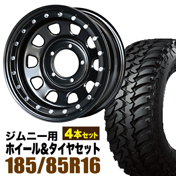 【4本セット】ジムニー タイヤホイールセット JB64 JB74 JB23 JA11系 まつど家 鉄漢（てっかん） 16インチ×6.0J-20 ブラック×BRIDESTONE DUELER（ブリヂストン デューラー） M/T674 185/85R16 105/103 LT【送料無料】Roadster