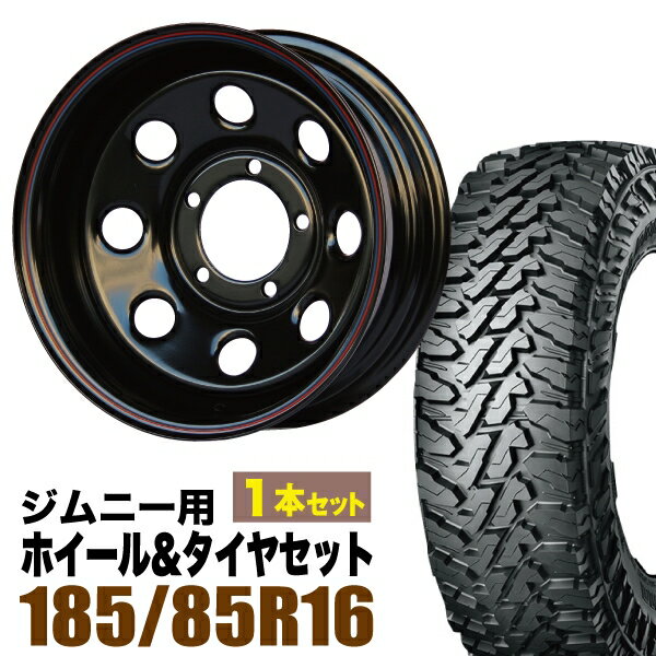 【1本組】ジムニー タイヤホイールセット JB64 JB74 JB23 JA11系 まつど家 鉄八(てっぱち) 16インチ×6.0J-40 ブラック×YOKOHAMA GEOLANDAR M/T MT G003(ヨコハマ ジオランダー エムティ)185/85R16 LT【4本以上で送料無料】オリジン ORIGIN Labo