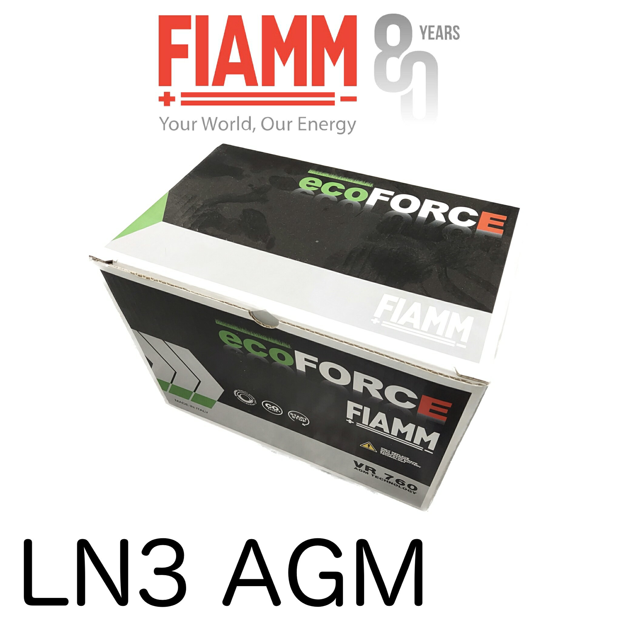 FIAMM フィアム 輸入車用バッテリー 国産車用バッテリー eco FORCE AGM 7906200 LN3AGM VR760 760CCA 278x175x190 2年もしくは4万キロ走行保証