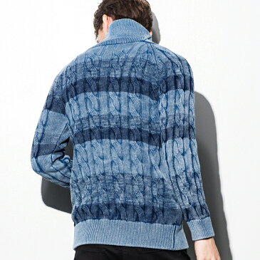 1PIU1UGUALE3 RELAX ウノピゥウノウグァーレトレ USK-707 Cable Shawl cardigan 先染め ケーブルショール カーディガン アウター サイズ S M L INDIGO インディゴ ブルー 服 上着 アパレル 送料無料