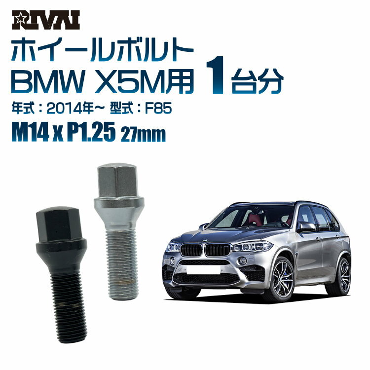 RIVAI 17HEXボルト M14xP1.25 27mm ブラック メッキ 一台分 20本セットBMW X5M F85 2014年以降