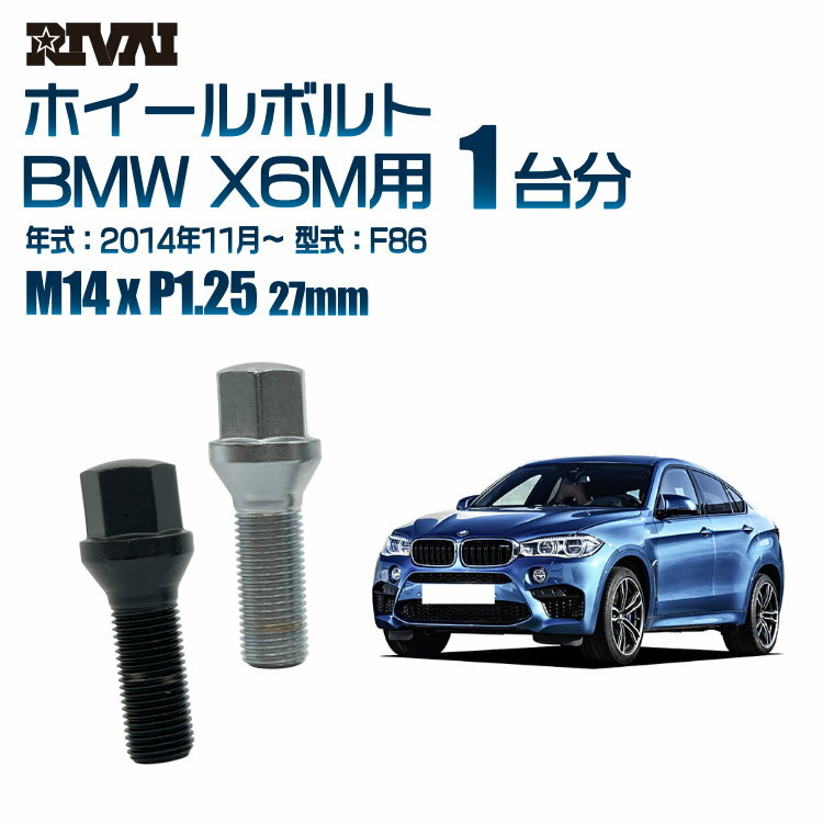 【60度テーパー】RIVAI 17HEXボルト M14xP1.25 27mm ブラック メッキ 一台分 20本セットBMW X6M F86 2014年11月以降