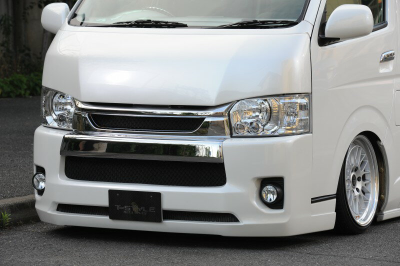 TSD styling 3型4型エアロ HIACE ワイドルックバンパー TYPE-2(4型以降ナロー）未塗装ハイエース フロントバンパー＆専用グリル セット カスタム 改造