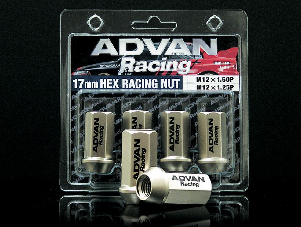 ADVAN Racing ナット Z8633 Z8634 シャンパンゴールド 面幅17mm 小径貫通ナット 4個1組 レーシングナット 17HEX P1.25 P1.5M12 スチール製 アドバン ヨコハマYOKOHAMA