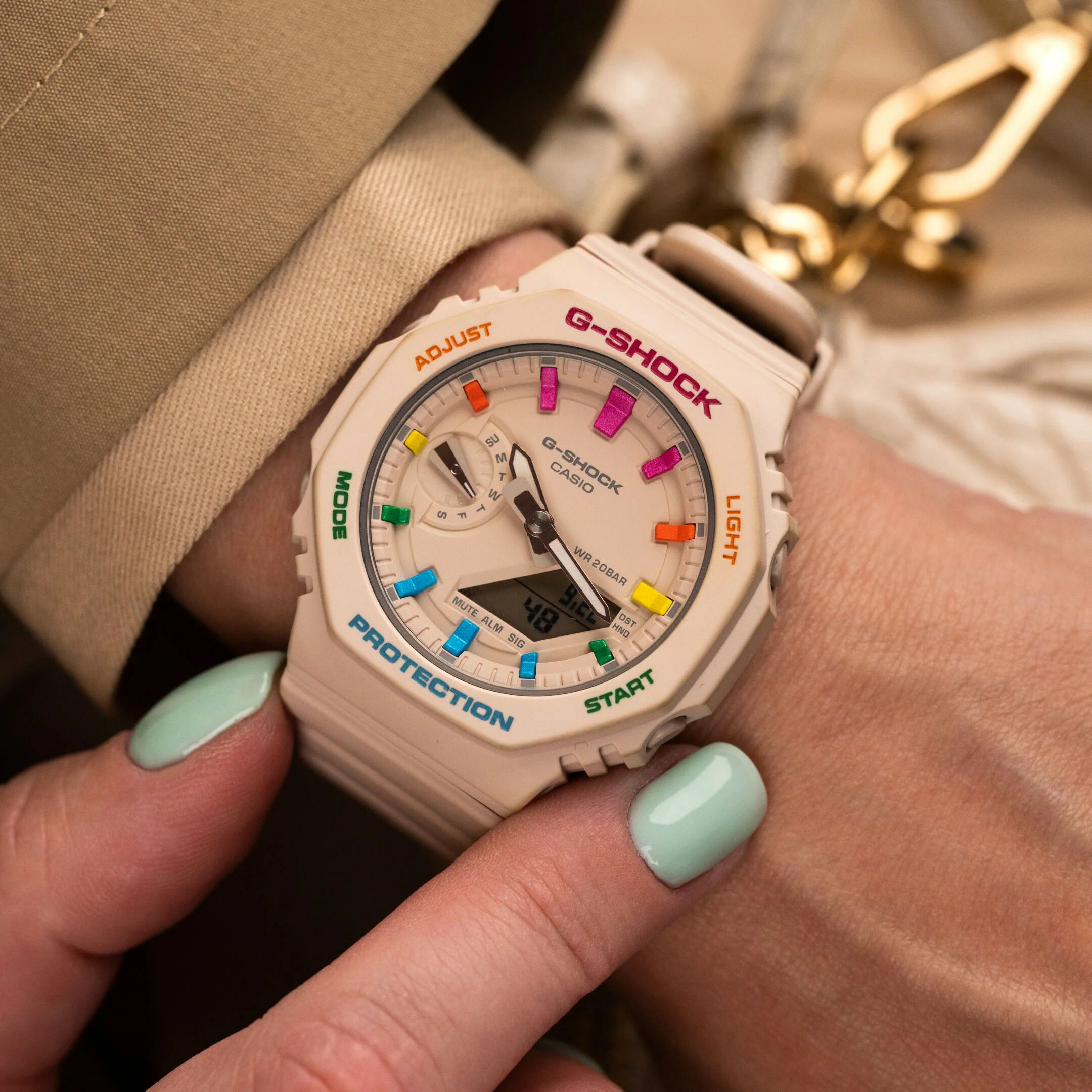 Gショックミニ G-Shock CasiOak Mini Latte Rainbow (カシオークミニ/ラテレインボー）G-Shockシリーズ Gショックミニ IFLW ウォッチ 腕時計 防水 rolex ロレックス インテリア フランクミューラー オメガ ルイヴィトン グッチ ブライトリング カシオ GMA-S2100