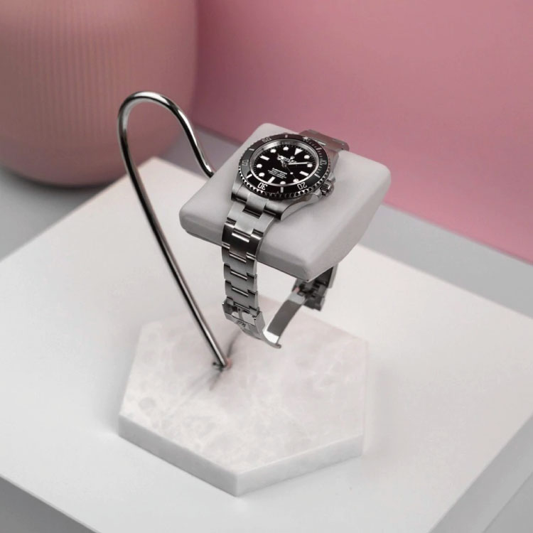 【 IFLW】 ウォッチスタンド Pearl White （ホワイト/マーブル）腕時計1本用 Watch stand 高級腕時計専用 rolex ロレックス インテリア 収納 フランクミューラー オメガ ルイヴィトン グッチ ブライトリング カシオ ブルガリ リシャール 展示台