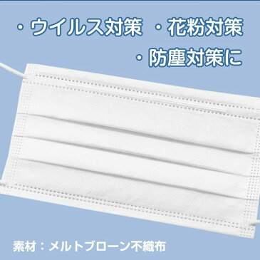 (150枚) 3箱セット 不織布マスク 1箱 50枚入り 3層構造 使い捨て ウイルス対策 花粉対策 インフルエンザ 風邪 150枚 ディスポーサブルマスク商品代引不可