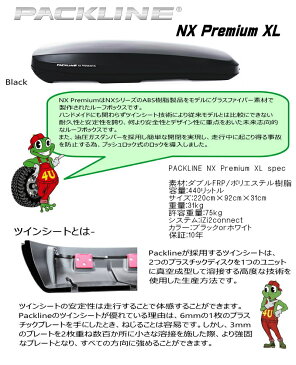 PACKLINE パックライン NX Premium XL NXプレミアム ルーフボックス ノルウェーブランド グロスブラック / グロスホワイト 容量：440L スキー スノーボード フィッシング 用品などの収納に アウトドア ジェットバック キャリア 収納 正規品 代引き不可 送料無料 10年保証