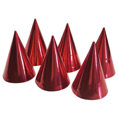 コスプレ 仮装 キラキラペーパーコーンハット 赤 (6枚セット) 【 コスプレ 衣装 ハロウィン パーティーグッズ かぶりもの 誕生日パーティー キャップ 三角帽子 プチ仮装 バースデーパーティー パーティー用品 パーティーハット 変装グッズ バースデーハット 】