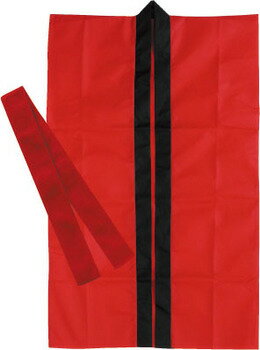 コスプレ 仮装 カラー不織布ロングハッピ子供用(ハチマキ付) J 黒襟赤 【 イベント用品 半被 はっぴ 衣装 夏祭り 子ども会 イベントグッズ ハロウィン 余興 パーティーグッズ 屋台 コスチューム お祭り法被 縁日 大人用 】