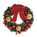 【取寄品】 PVCリース 20cm レッドリボン&ゴールドパイン 【 装飾 クリスマスパーティー クリスマス飾り ミニサイズ クリスマスリース 壁飾り 雑貨 パ...